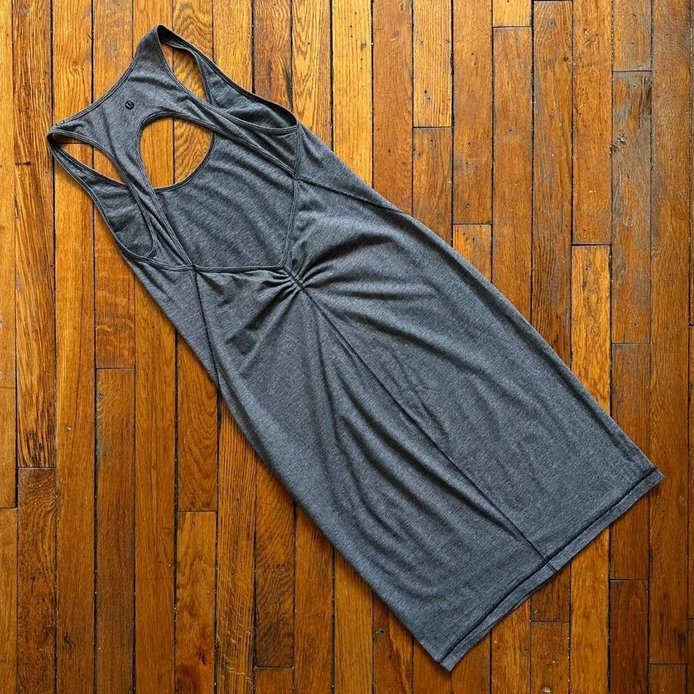 Lululemon Go For It Dress W8947S Women Black White Stripe Midi Length Yoga Dress - Picture 5 of 5